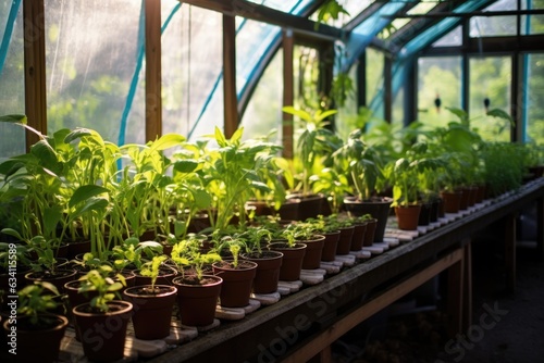 seedlings of heirloom plants in a greenhouse photo