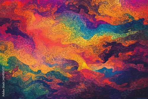 Bright and colorful clouds in a psychedelic pattern. Generative AI © Calliope