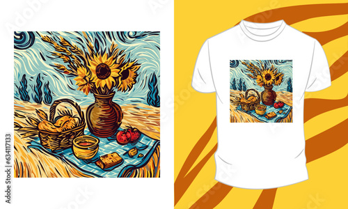 Vector graphic t-shirt design, with drawing
