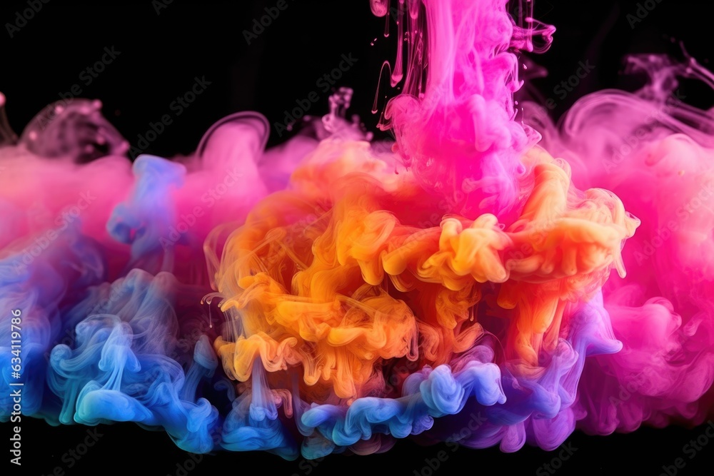 colorful smoke patterns merging in mid-air