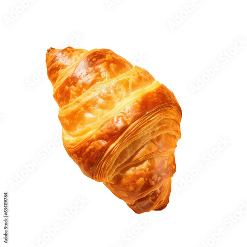 Top view of a croissant resting on a transparent background