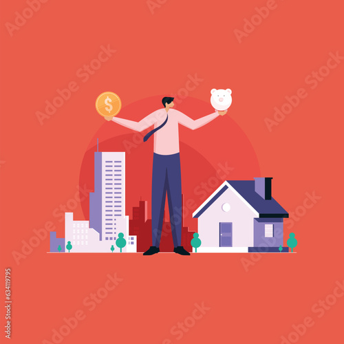 Real estate agent, Investment or savings and financial planning for buildings property, Home loan and house price