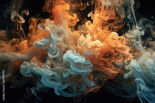 swirling smoke patterns illuminated by ambient light