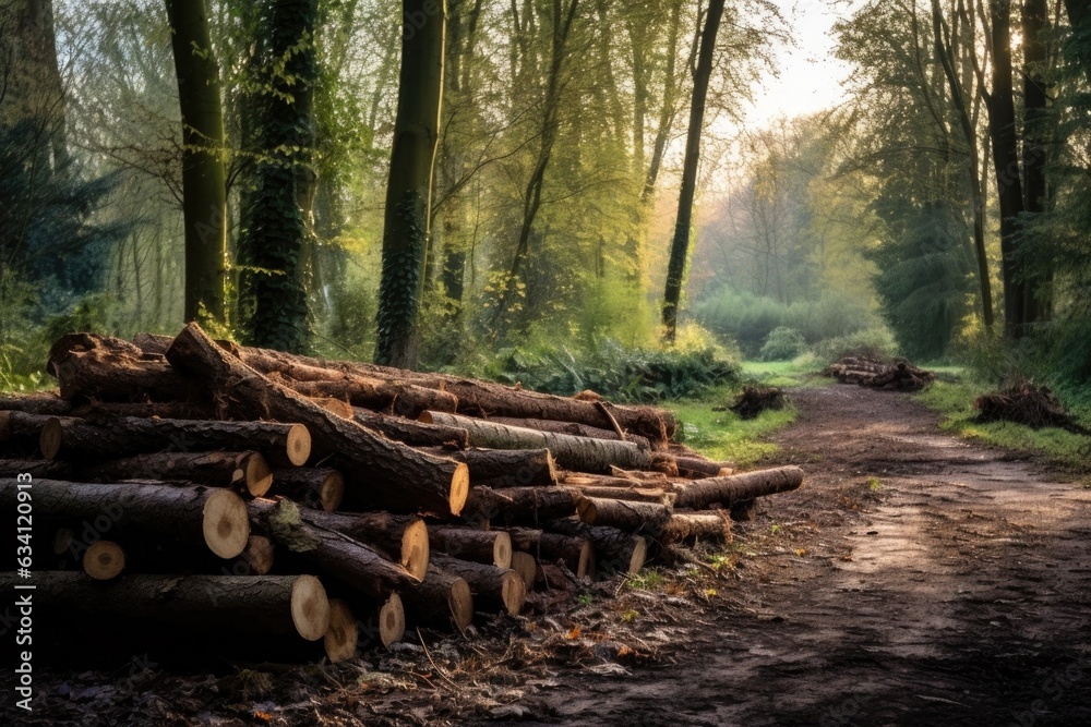 pile of logs in a forest clearing after pile of logs in a forest clearing after