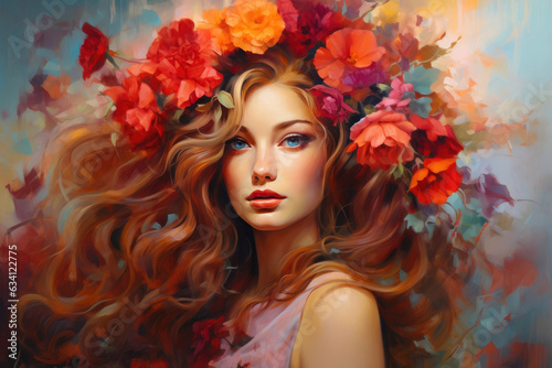 Enchanting Floral Portrait: A Woman's Fantasy © Andrii 