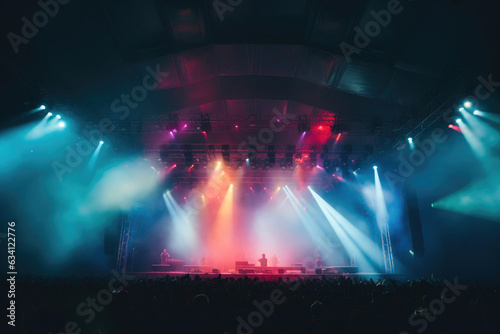 Spectacular Spotlights and Fog on Concert Stage