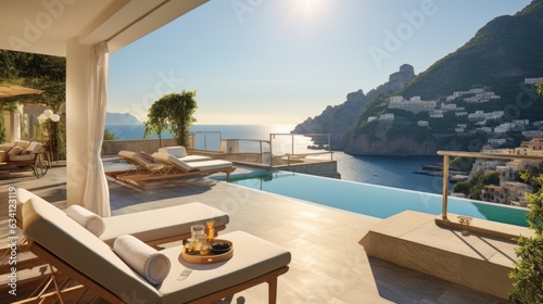 Exquisite villa perched on the stunning Amalfi Coast of Italy, offering unparalleled vistas of the glistening Mediterranean Sea and terraced cliffs © Damian Sobczyk