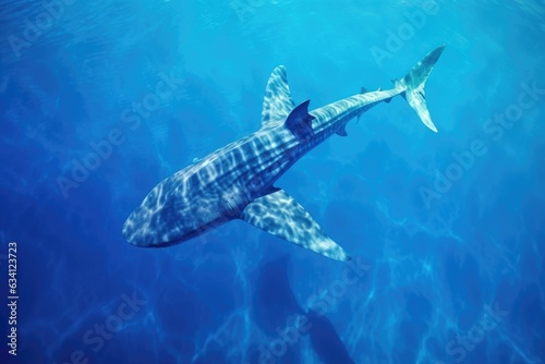 aerial view of whale shark feeding in clear blue waters © altitudevisual