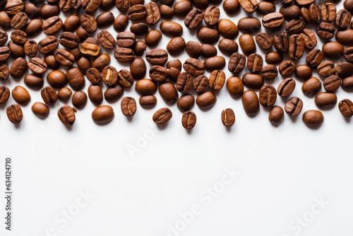 Close-Up Coffee Bean Shot on White Background Rich Aroma, Coffee Bean border frame