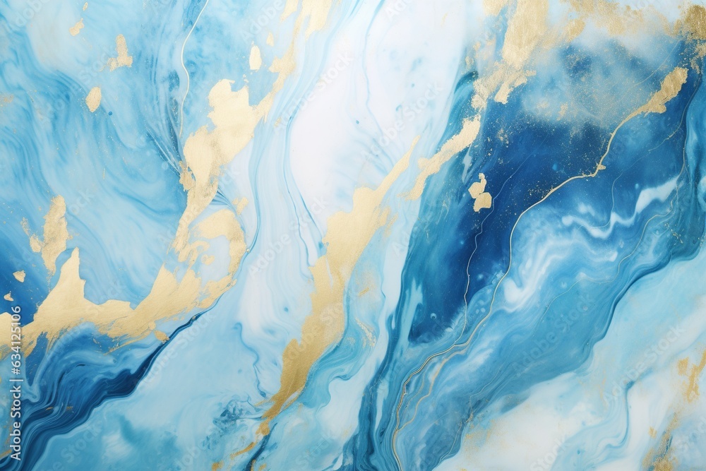 Gilded Ripples Gold Turquoise Abstract on Pastel Blue Turquoise Mists Blue Pastel and Abstract Gold Marble