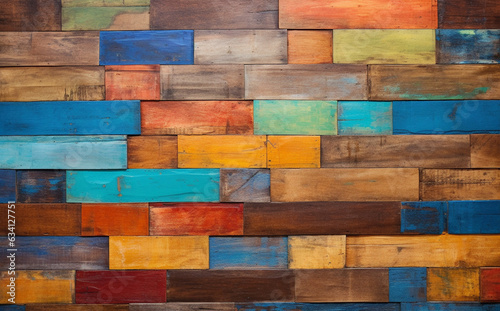 this wooden wall art background pattern is a very colorful one in the style of distressed surfaces