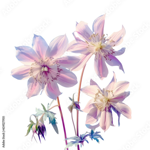 Print op canvas aquilegia flowers on a transparent background