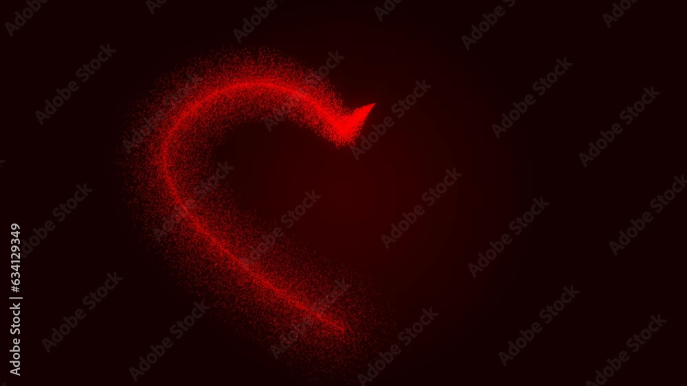 Background with an animated heart made of shimmering particles