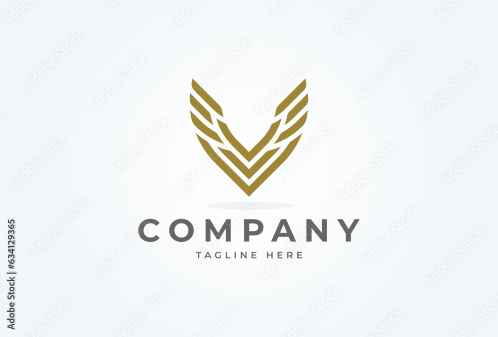 Fototapeta premium Initial V Wing logo. modern letter V with Wings design logo. flat design logo template. vector illustration
