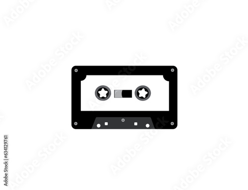 Black color tape recorder cassette vector illustration isolated on white background