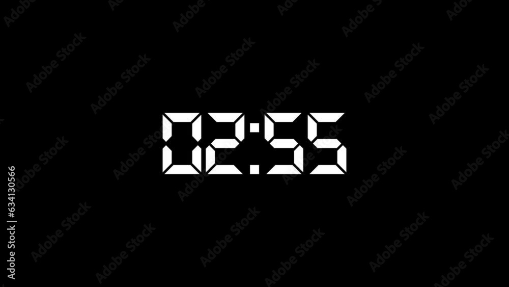 3 minute Countdown concept, creative animation of a time counter counting down numbers of seconds remaining, fast count green screen
