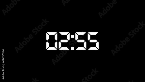 3 minute Countdown concept, creative animation of a time counter counting down numbers of seconds remaining, fast count green screen