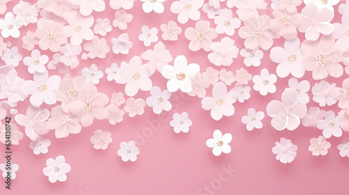  a horizontal image of graphic white flowers on a pink background for mock-up, and a product presentation in a Commercially-themed image as a JPG horizontal format. Generative AI