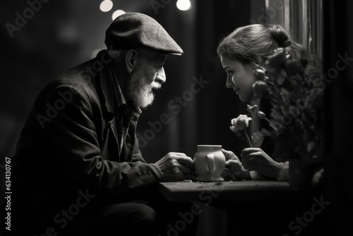 Wallpaper Mural Grandfather meeting with his granddaughter at the coffee shop Torontodigital.ca