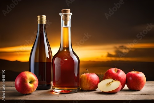 Apple cider on a neutral background generated by AI