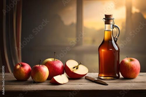 Apple cider on a neutral background generated by AI