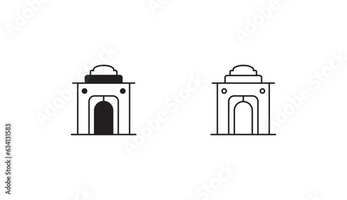 India Gate icon design with white background stock illustration