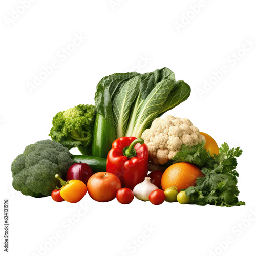 Fresh vegetables emphasizing diet on transparent background © AkuAku