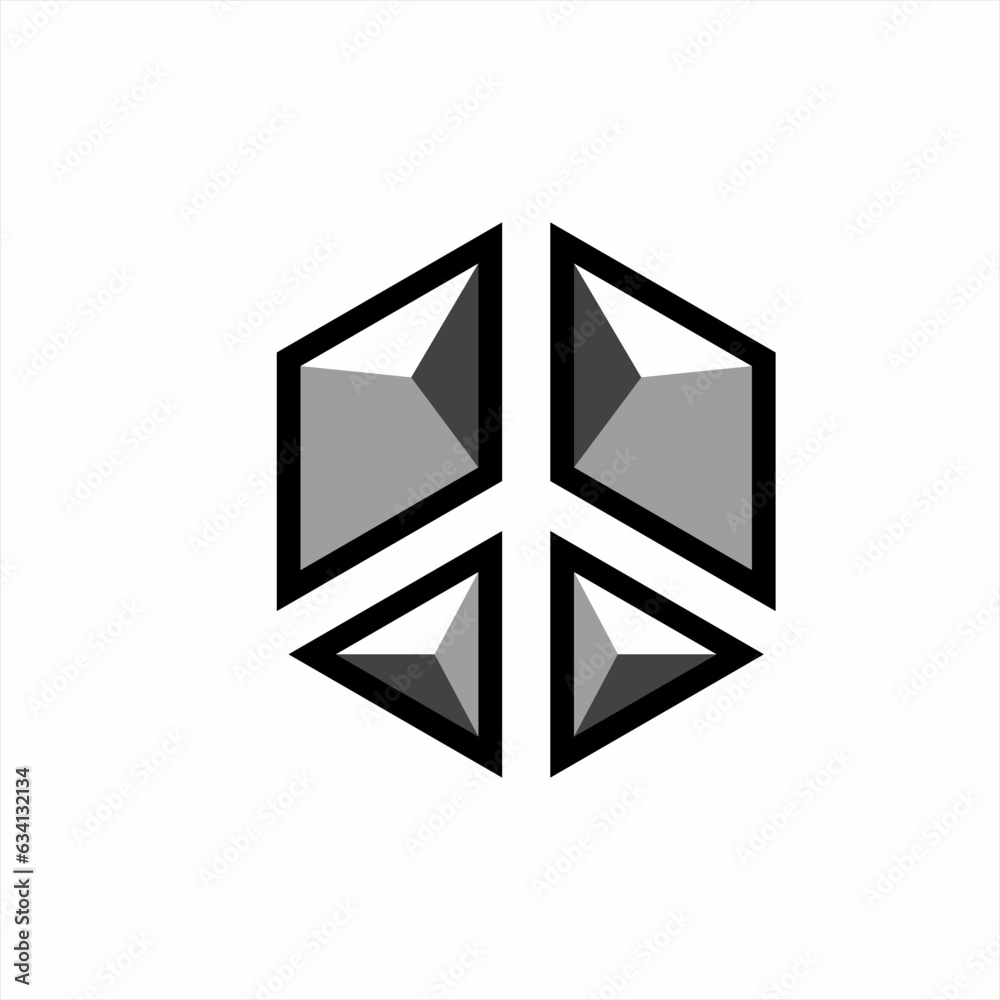 Peace symbol logo design with pyramid elements. Peace symbol logo design with pyramid elements.