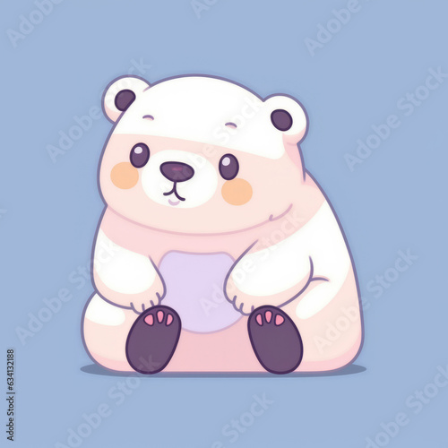 Illustration of a majestic white bear sitting on a vibrant blue floor