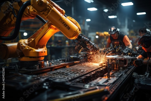 Robotic welding in the industrial mega factory with generate Ai.