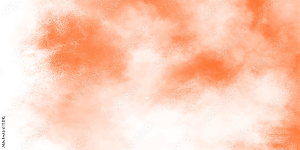 Abstract background with cloud smoke. Fantasy smooth hand drawn digital art watercolor paper textured vector illustration for grunge design, vintage card, templates. orange pastel painted wall.