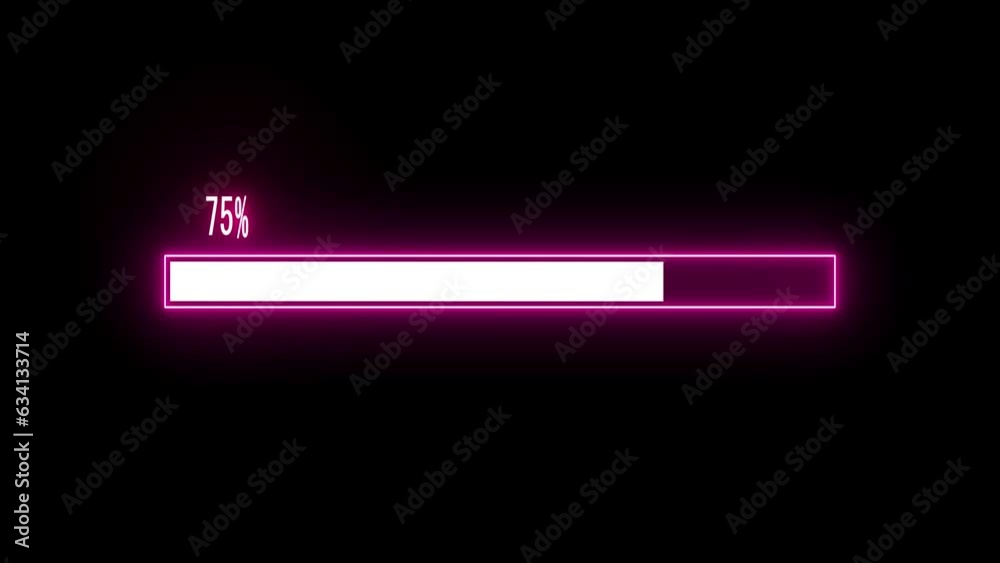 abstract glowing neon loading bar animation on black screen 4k