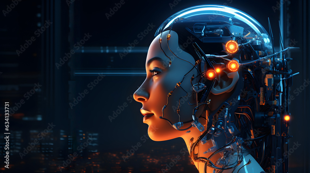 Beautiful female robot with artificial intelligence. Beautiful female robot with artificial intelligence.