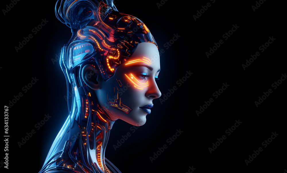 Beautiful female robot with artificial intelligence. Beautiful female robot with artificial intelligence.