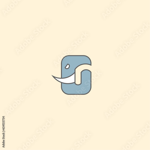 Letter g logo design in the shape of an elephant
