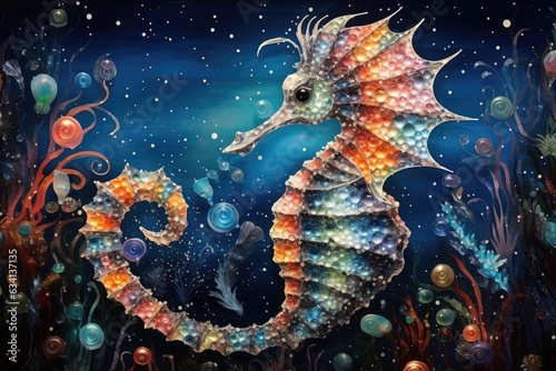 Mosaic representation of a seahorse.