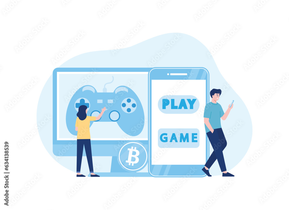 playing game concept flat illustration