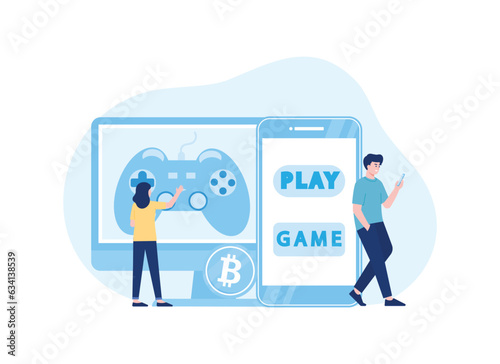 playing game concept flat illustration