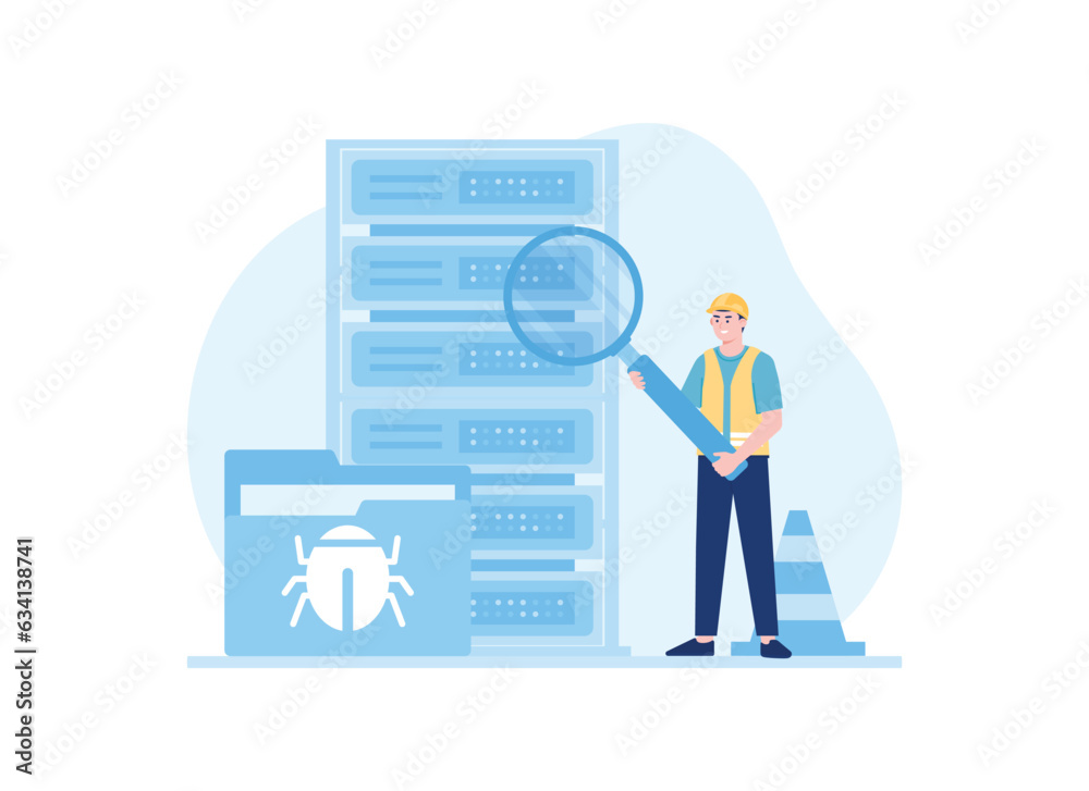 search for viruses in storage concept flat illustration