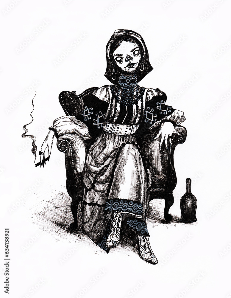 Obraz premium Woman with a cigarette