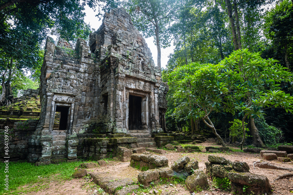 views of amazing ta prohm temple in agkor wat, cambodia