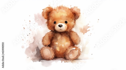baby teddy bear cute solid background water color clipa.Generative AI © sudipdesign