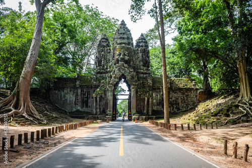 amazing view of angkor thom entrance, cambodia