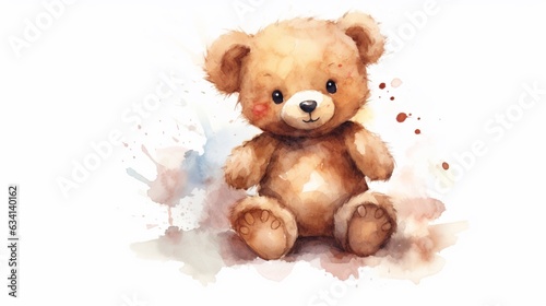 baby teddy bear cute solid background water color clipa.Generative AI © sudipdesign