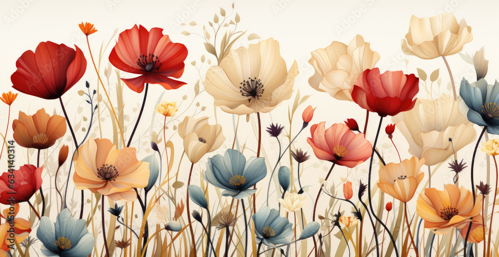 Flowers Watercolor Background Wallpaper - obrazy, fototapety, plakaty 