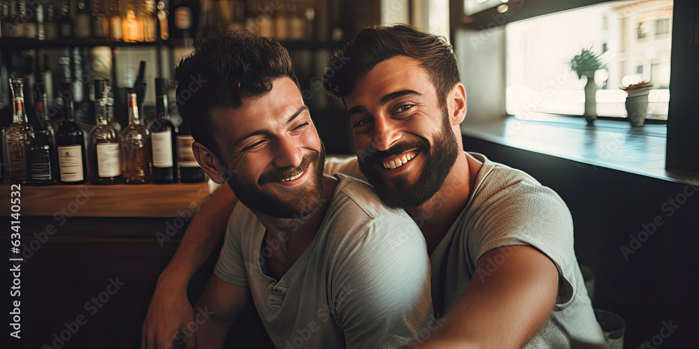 Obraz premium Portrait of male gay couple in love