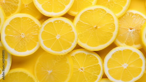 Small lemon slices background, yellow lemons, Fresh lemon slices pattern backgrond