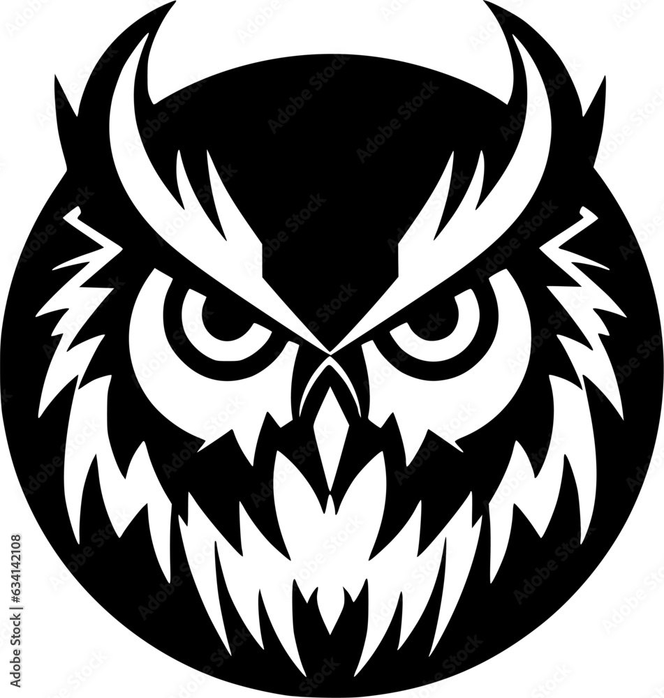 Owl - Black and White Isolated Icon - Vector illustration