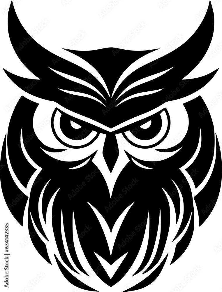 Owl | Black and White Vector illustration