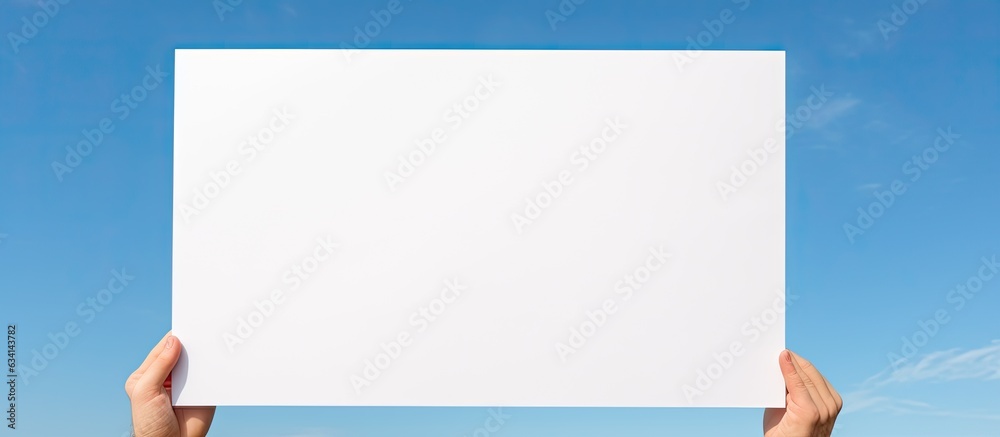 Man displays empty sign board with copy space on studio background indicating with finger Man displays empty sign board with copy space on studio background indicating with finger